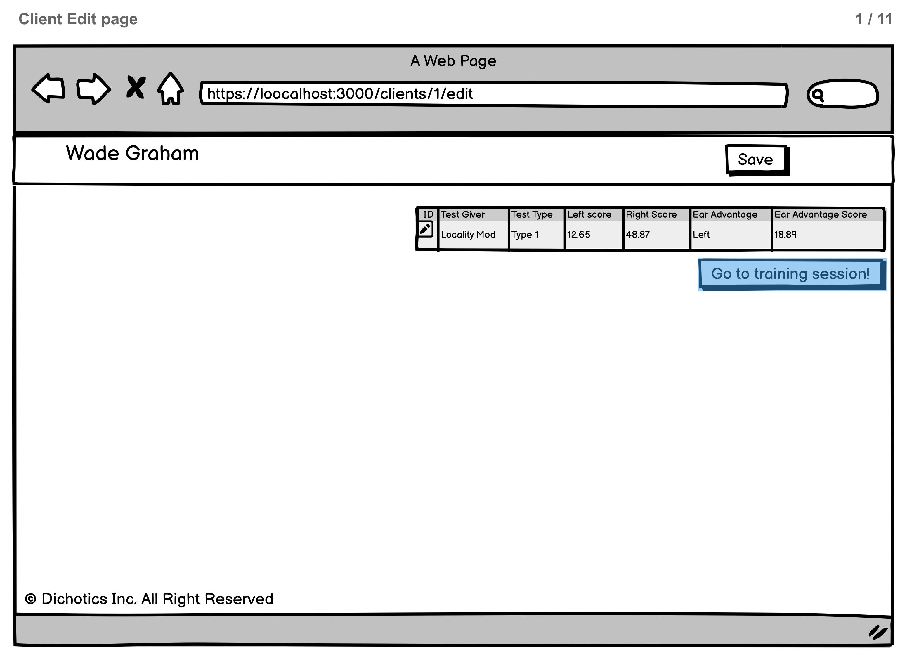 Client Account page